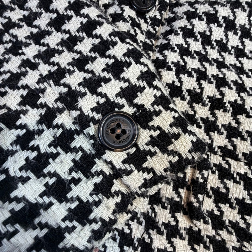 Liz Claiborne Wool Jacket – XL Black White Houndstooth Cropped - Picture 10 of 14